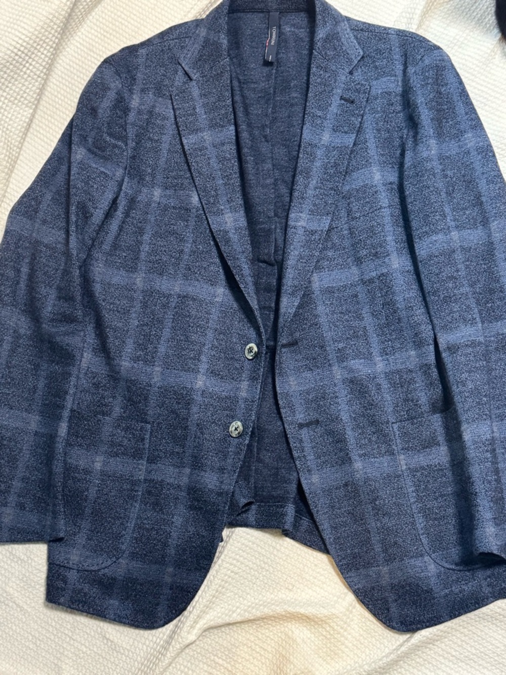 Tombolini Men's blue Windowpane Wool Blazer made in Italy 42R (41)